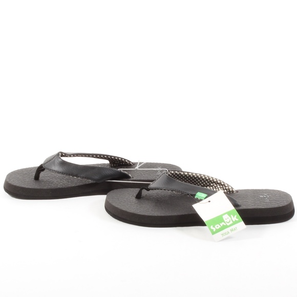 Sanuk Yoga Mat Flipflop Womens Thong Sandals Black - Picture 5 of 8